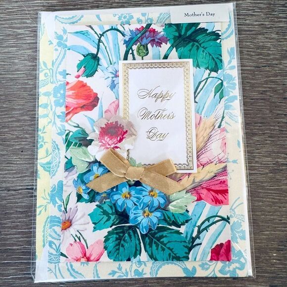Anna Griffin Blue Pink Vintage Floral Mother’s Day Premium Greeting Card - Picture 1 of 2